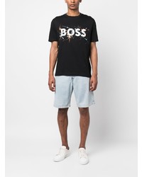 T-shirt à col rond imprimé noir BOSS