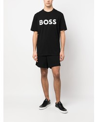 T-shirt à col rond imprimé noir BOSS