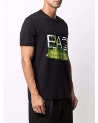 T-shirt à col rond imprimé noir Ea7 Emporio Armani