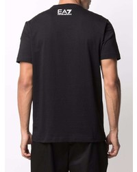 T-shirt à col rond imprimé noir Ea7 Emporio Armani