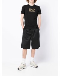 T-shirt à col rond imprimé noir Ea7 Emporio Armani