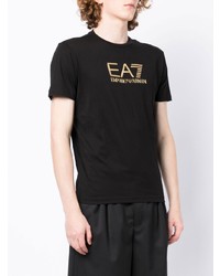 T-shirt à col rond imprimé noir Ea7 Emporio Armani