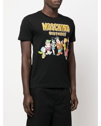 T-shirt à col rond imprimé noir Moschino