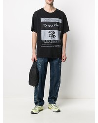 T-shirt à col rond imprimé noir Rhude