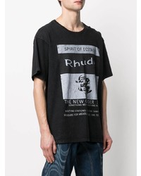 T-shirt à col rond imprimé noir Rhude