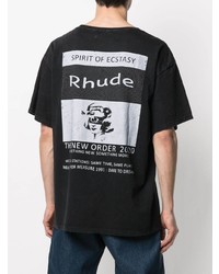 T-shirt à col rond imprimé noir Rhude