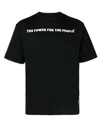 T-shirt à col rond imprimé noir The Power for the People