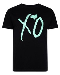 T-shirt à col rond imprimé noir The Weeknd