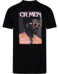 T-shirt à col rond imprimé noir The Weeknd
