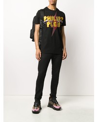 T-shirt à col rond imprimé noir Philipp Plein