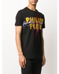 T-shirt à col rond imprimé noir Philipp Plein