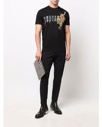 T-shirt à col rond imprimé noir DSQUARED2