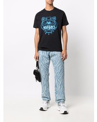 T-shirt à col rond imprimé noir Kenzo