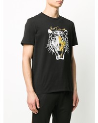 T-shirt à col rond imprimé noir Just Cavalli