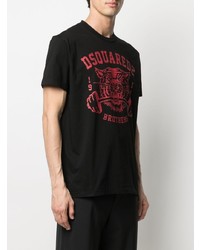 T-shirt à col rond imprimé noir DSQUARED2