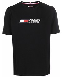 T-shirt à col rond imprimé noir Tommy Hilfiger