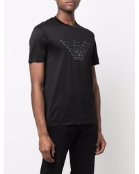 T-shirt à col rond imprimé noir Emporio Armani