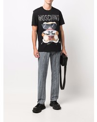 T-shirt à col rond imprimé noir Moschino