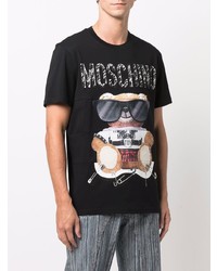 T-shirt à col rond imprimé noir Moschino