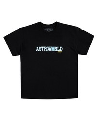 T-shirt à col rond imprimé noir Travis Scott Astroworld