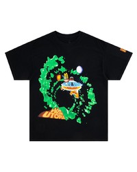 T-shirt à col rond imprimé noir Travis Scott Astroworld