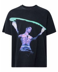 T-shirt à col rond imprimé noir Travis Scott