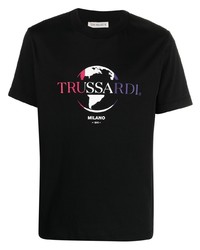 T-shirt à col rond imprimé noir Trussardi