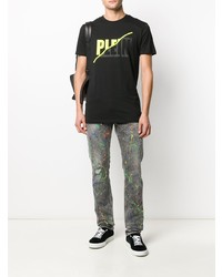 T-shirt à col rond imprimé noir Philipp Plein