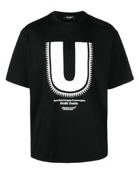 T-shirt à col rond imprimé noir Undercover