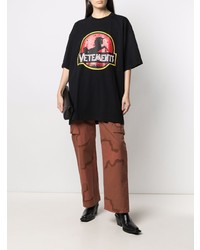 T-shirt à col rond imprimé noir Vetements