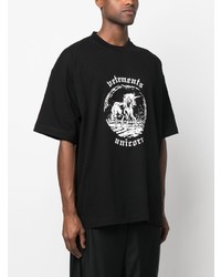 T-shirt à col rond imprimé noir Vetements