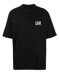 T-shirt à col rond imprimé noir Unravel Project