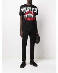 T-shirt à col rond imprimé noir Philipp Plein