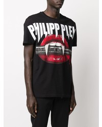 T-shirt à col rond imprimé noir Philipp Plein