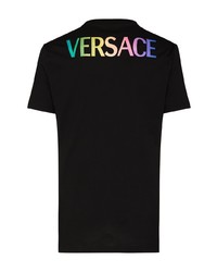 T-shirt à col rond imprimé noir Versace