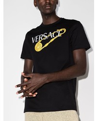 T-shirt à col rond imprimé noir Versace