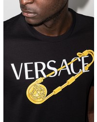 T-shirt à col rond imprimé noir Versace