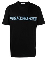 T-shirt à col rond imprimé noir Versace Collection