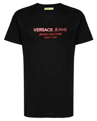 T-shirt à col rond imprimé noir VERSACE JEANS COUTURE