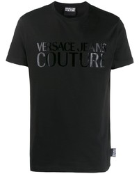 T-shirt à col rond imprimé noir VERSACE JEANS COUTURE