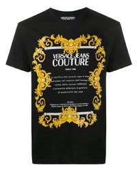 T-shirt à col rond imprimé noir VERSACE JEANS COUTURE