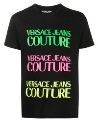 T-shirt à col rond imprimé noir VERSACE JEANS COUTURE