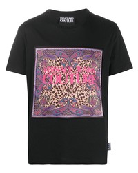 T-shirt à col rond imprimé noir VERSACE JEANS COUTURE