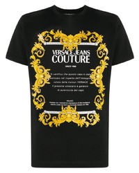 T-shirt à col rond imprimé noir VERSACE JEANS COUTURE