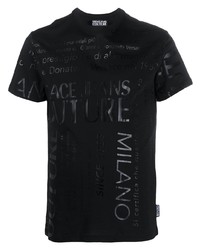 T-shirt à col rond imprimé noir VERSACE JEANS COUTURE