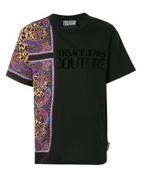 T-shirt à col rond imprimé noir VERSACE JEANS COUTURE