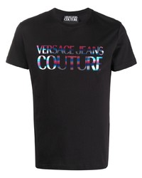 T-shirt à col rond imprimé noir VERSACE JEANS COUTURE