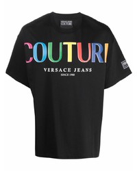 T-shirt à col rond imprimé noir VERSACE JEANS COUTURE