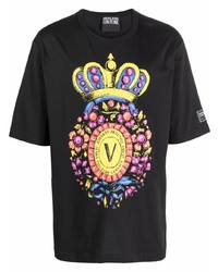 T-shirt à col rond imprimé noir VERSACE JEANS COUTURE