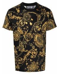 T-shirt à col rond imprimé noir VERSACE JEANS COUTURE